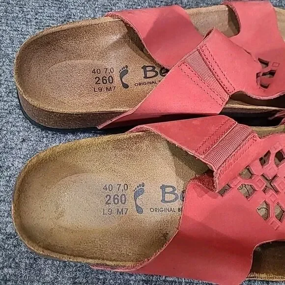 Birkenstock Betula Women Leather Perforated‎ Slides Sandal Shoe 9 Nar.